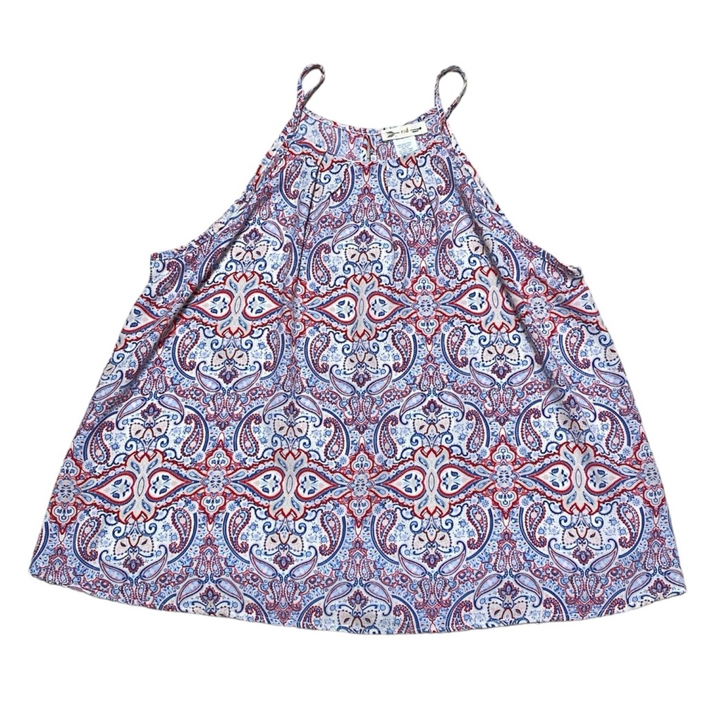 Forever 21 R2D Halter Camisole Women’s M Patriotic Tank Top Paisley Blouse Shirt